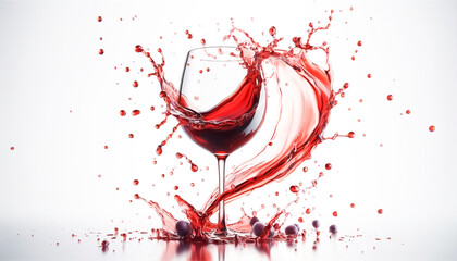 Fototapeta premium Red wine poured into glass with splashes