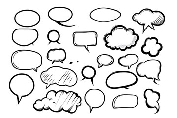 Collection of retro comic speech bubbles and word balloons for graphic design, pop art projects, and vintage-style illustrations
