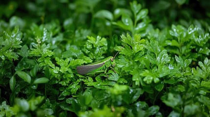 Fototapeta premium Lush green foliage natural texture background abundance growth vibrant