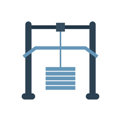 Simple Flat Vector Illustration of a Lat Pulldown Machine, Gym Equipment, with Weights and Bar, Isolated on a White Background.