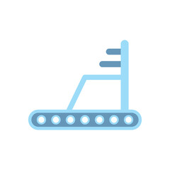 Flat vector illustration of a treadmill fitness machine used for cardio workouts, running, and indoor exercise in gyms and home fitness environments.
