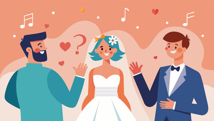 A game of name that love song with the brides favorite tunes as her guests try to guess the artist and title.. Vector illustration