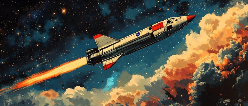 Stylized space art celebrating Yuri Gagarin&rsquo;s historic flight aboard Vostok 1, featuring Earth view and retro space race inspiration
