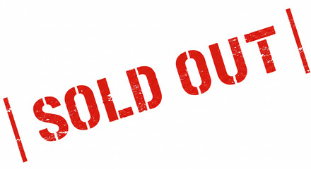 Red SOLD OUT Rubber Stamp with Grunge Texture and Bold Typography on White Background
