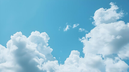 Naklejka premium Fluffy White Clouds Against Bright Blue Sky