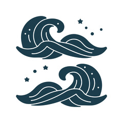 EPS Vector Waves of the Ocean – Stylized waves representing spiritual transformation - Minimalist Design