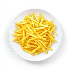 French fries on a plate isolated on white background