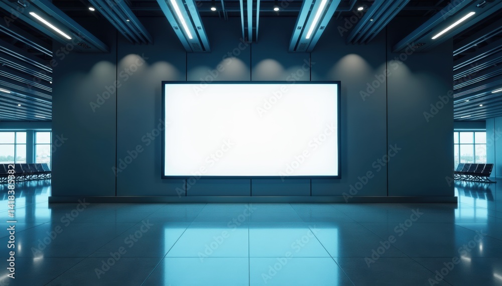 Aufkleber empty digital display in modern illuminated interior space