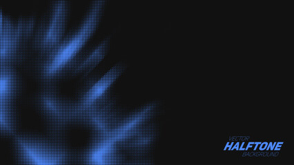 Abstract vector torn blue halftone background. Scrathed dotted texture element.