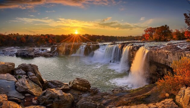 grand falls joplin missouri at sunset
