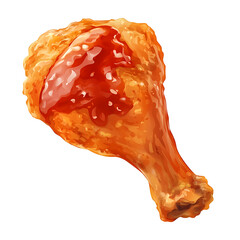Fried chicken wings with hot sauce, isolated white background, photorealism art style