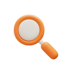 3D Rendered Orange Magnifying Glass Icon