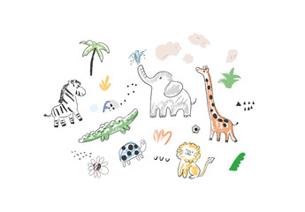 Poster With Cute African Animals Layout
