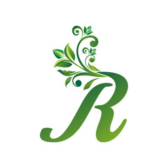 R letter icon with ornament