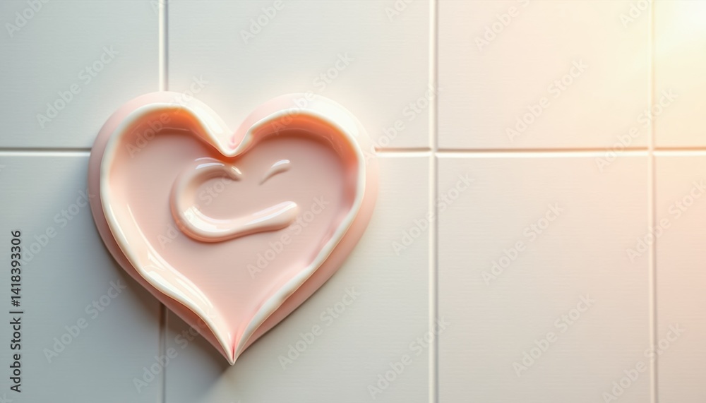 Aufkleber heart-shaped soap with smile on tiled background