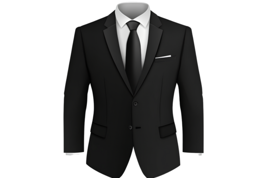 Black suit vector icon isolated on transparent background - Powered by Adobe