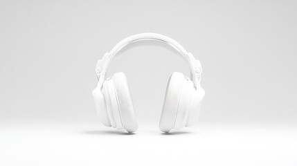White over-ear headphones on plain background