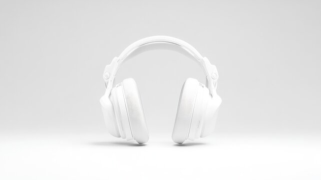 White over-ear headphones on plain background