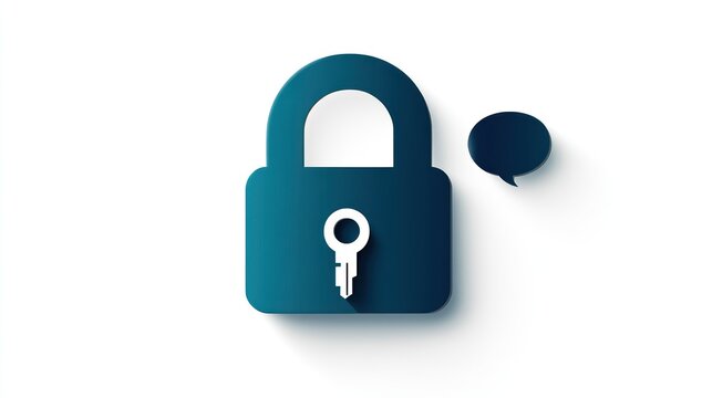 Secure Communication Icon Featuring a Lock and Speech Bubble for Privacy and Data Protection
