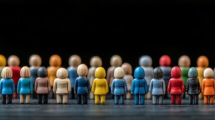 Miniature people in a crowd.  Diverse group