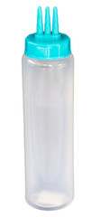 Three holes plastic squeeze sauce bottle on transparent background