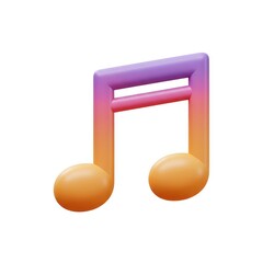 3d colorful music note graphic isolated on white background