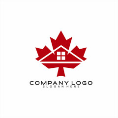 Real Estate logo design with maple leaf and crown concept.