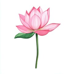 Stunning realistic lotus flower design, isolated on a crisp white background, perfect for naturethemed projects.