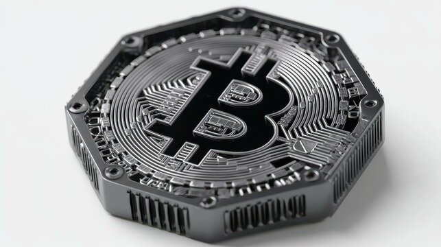 Stunning crypto bitcoin render in a sleek cyberpunk style. Perfect for tech enthusiasts and modern design projects.