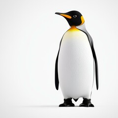 Fototapeta premium A lifelike penguin stands alone on a white background, showcasing its unique features and natural grace.