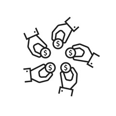 crowdfunding charitable donation clip art icon symbol, fundraising investment concept, money saving, isolated line vector illustration