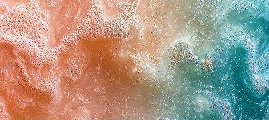 Fototapeta premium Combine swirling watercolor fractals filled with hints of daisies bunnies and crosses in pastel peach teal and gold for a dreamy 2025 design 
