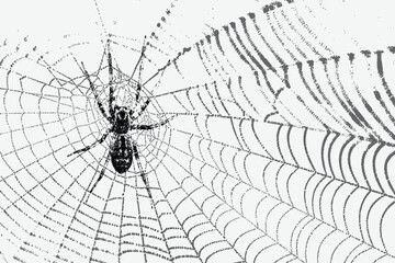 Obraz premium spider in a halftone stipple technique for a grunge punk Y2K collage design for Halloween. Antique engraving illustration