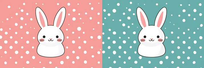 Envision a disco-inspired array of bright pink and teal polka dots morphing into bunny silhouettes referencing a retro Easter 2025 concept 