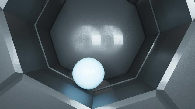 Soft Ball Rolls Inside A Rotating Tube in 4K 3D / Three-Dimensional Animation Stock Video