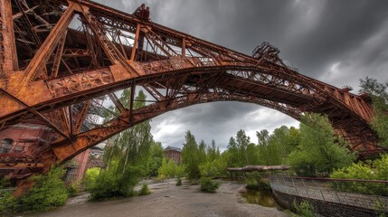 Obraz premium Massive steel framework rising against a -1 - massive iron foundation