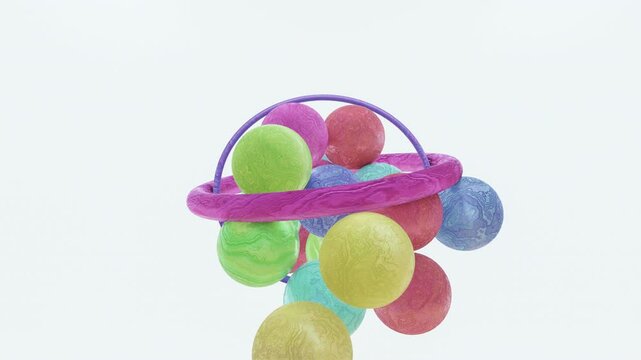 Abstract Background with Colliding Bright Colorful Balls in 4K 3D / Three-Dimensional Animation Stock Video