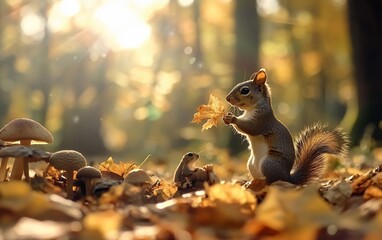 Captivating scene illuminating the beauty of nature with a warm golden glow highlighting vibrant foliage and serene trees creating an enchanting atmosphere