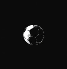 Naklejka premium A monochrome illustration of a soccer ball centered on a black background
