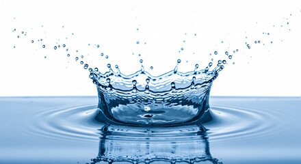 High-Speed Water Splash with Liquid Crown and Droplets &ndash; Frozen Moment in Fluid Dynamics

