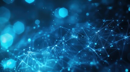 Fototapeta premium Abstract blue network connections and glowing particles