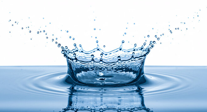 High-Speed Water Splash with Liquid Crown and Droplets &ndash; Frozen Moment in Fluid Dynamics

