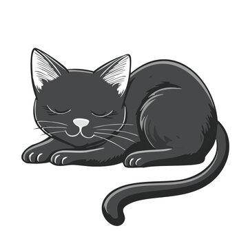 sleeping black cat vector illustration svg