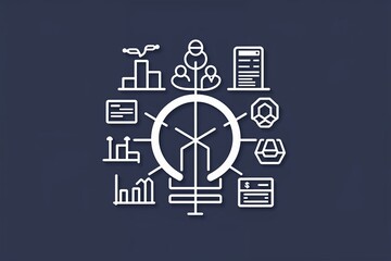 Obraz premium Streamlined Line Art Resource Allocation Icon for Finance and Business Use