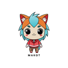 Obraz premium Cute cartoon character with orange and teal colors