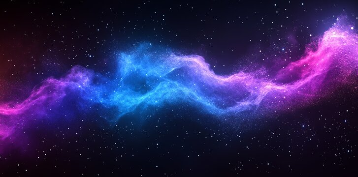 A vibrant cosmic nebula swirls with purple and blue glowing gas against a starry backdrop. Perfect for science fiction or fantasy projects.
