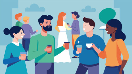 An icebreaker activity at the Christian singles mixer allowing attendees to get to know each other in a fun and relaxed setting.. Vector illustration