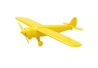 3d yellow airplane model toy isolated on white background