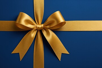 Fototapeta premium Elegant Golden Ribbon on Rich Blue Background for Celebratory and Festive Design Themes