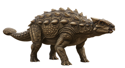 Detailed Ankylosaurus Depiction in Neutral Tones Against a White Backdrop